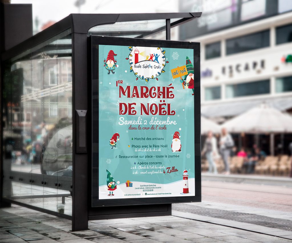 Affiche marché de Noël - print